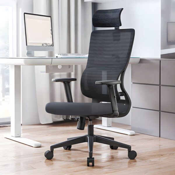 Office Orthopedic High Back Chair with ergonomic design, adjustable seat height, tilt mechanism, and armrests for enhanced comfort and support during long work hours.