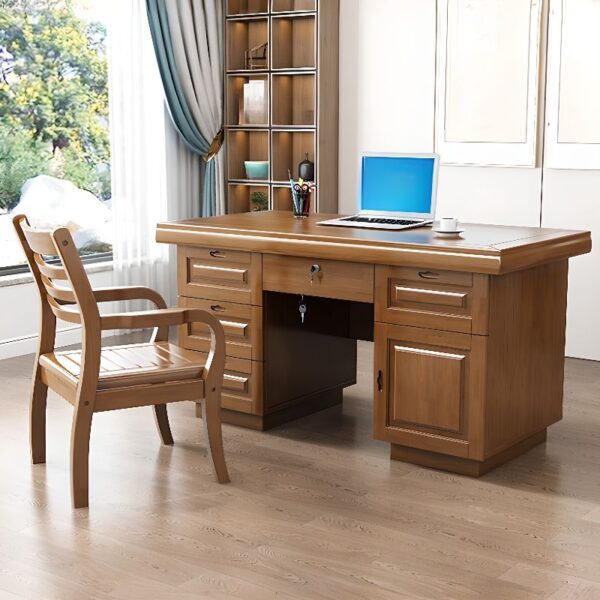 120cm Mahogany Office Executive Desk with spacious surface and drawers for storage.