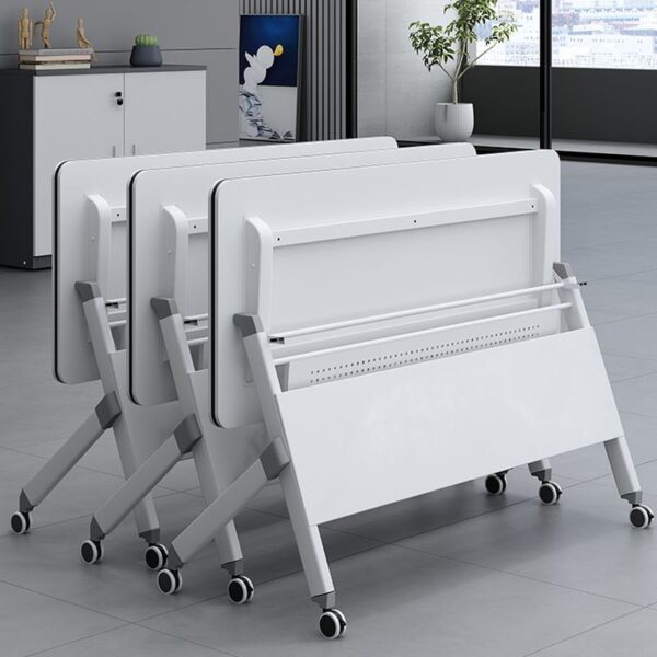 120cm Folding Office Desk with Swivel Wheels, compact and movable for versatile workspace use.