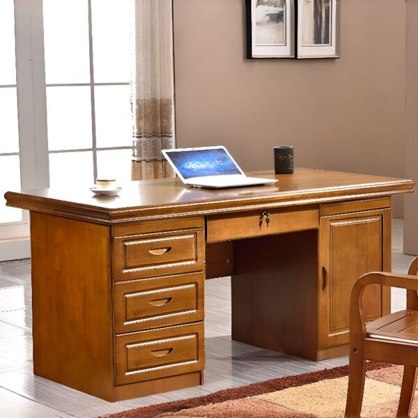 140cm Mahogany Executive Office Desk with spacious surface, polished finish, and built-in storage for a sophisticated, functional workspace.