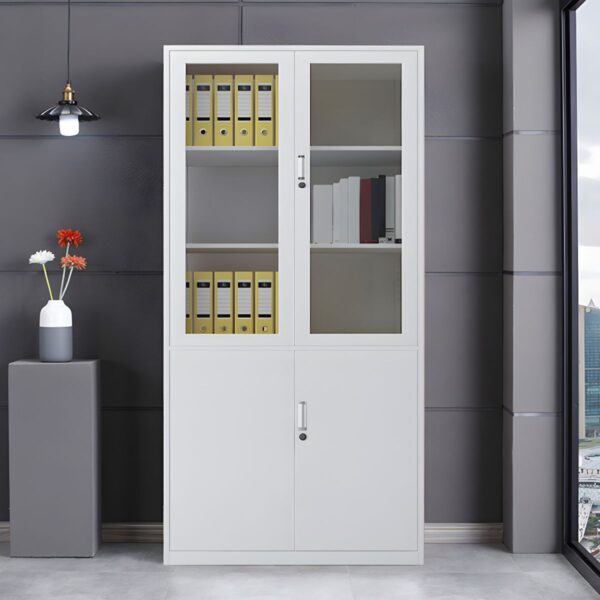 2-Door Metal Filing Storage Cabinet with adjustable shelves, designed to store documents and office supplies securely in a sleek, modern design.