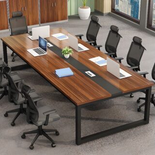 2400mm Wood Conference Meeting Table with spacious surface, clean lines, and a polished wood finish, ideal for professional meetings and collaboration.