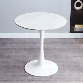 The Round Tulip Home Office Dinner Table features a sleek white tabletop and a unique tulip-shaped base. Ideal for dining or working, it adds modern elegance to any home or office space.