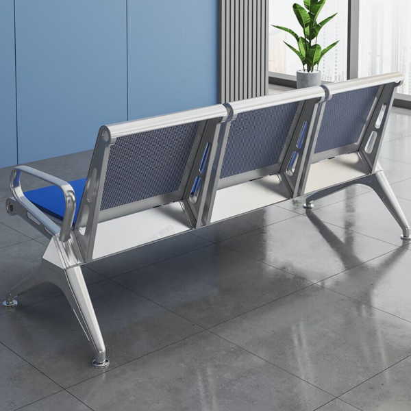 3-Seater Heavy Duty Waiting Office Bench with a sturdy steel frame, designed for comfort and durability in busy office or public spaces.