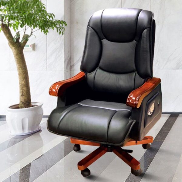 Office Leather Executive Chair with high-back design, adjustable height, and armrests, upholstered in premium leather for comfort and style.