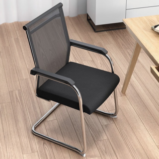 Office Mesh Guest Waiting Chair with a breathable mesh back, ergonomic design, and chrome frame, perfect for reception or waiting areas.