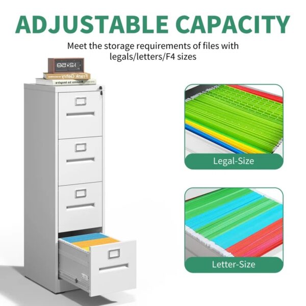 4-Drawer Steel File Storage Cabinet with durable steel construction and smooth-gliding drawers, perfect for organizing documents in a home or office.