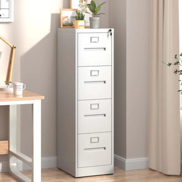 4-Drawer Steel File Storage Cabinet with durable steel construction and smooth-gliding drawers, perfect for organizing documents in a home or office.