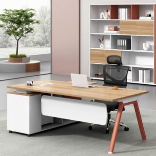 1.8-meter Pedestal L-Shape Executive Desk with wood finish and ample storage drawers, designed for professional workspaces.