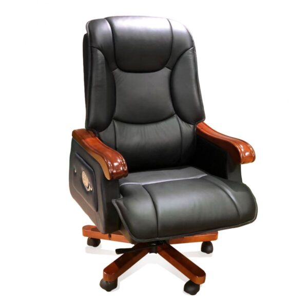 Office Leather Executive Chair with high-back design, adjustable height, and armrests, upholstered in premium leather for comfort and style.