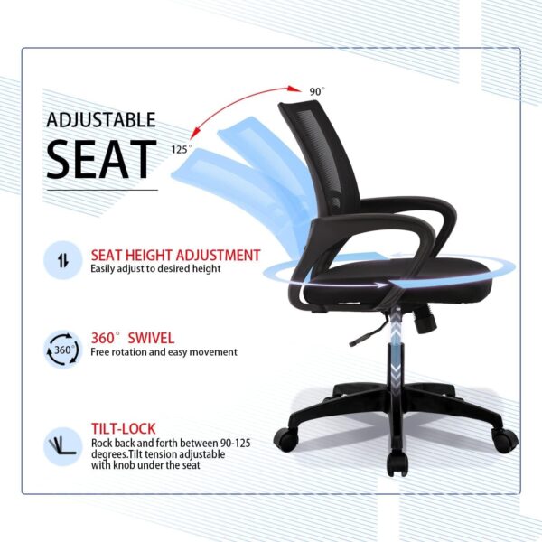 Mesh Swivel Clerical Office Chair with breathable backrest, adjustable height, and padded seat for comfort and support in an office environment.