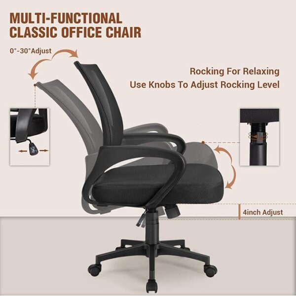 Mid Back Clerical Task Office Chair with ergonomic design, adjustable height, and padded seat for comfort in an office environment.