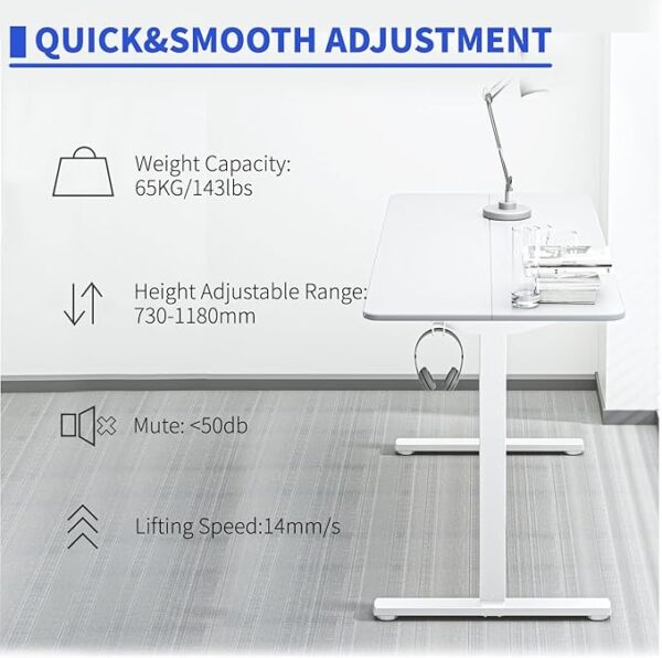 140cm Ergonomic Sit-Stand Computer Desk with height adjustment, promoting better posture and comfort in the workspace.