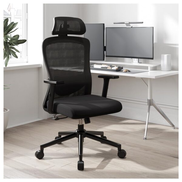 High Back Ergonomic Office Chair with adjustable height, tilt, and armrests for optimal support and comfort.