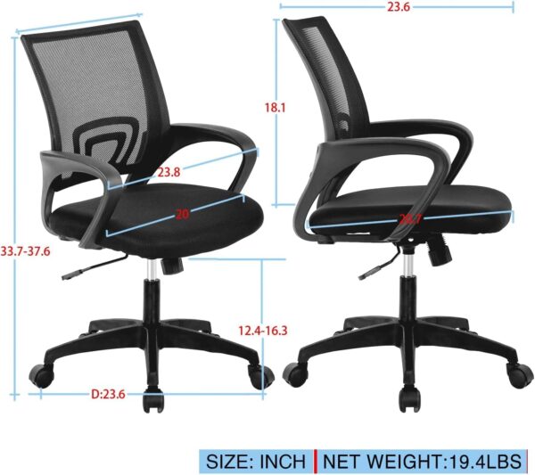 Mesh Swivel Clerical Office Chair with breathable backrest, adjustable height, and padded seat for comfort and support in an office environment.