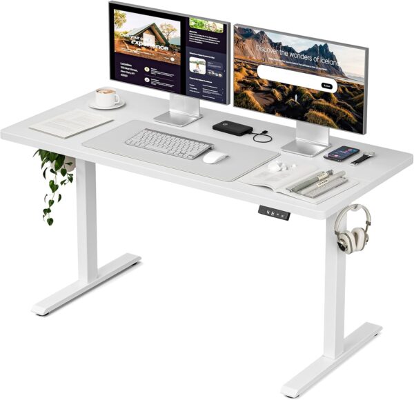 Sit-Stand Computer Office Modern Desk with adjustable height feature, designed for flexibility and improved posture in a sleek, contemporary office setup.