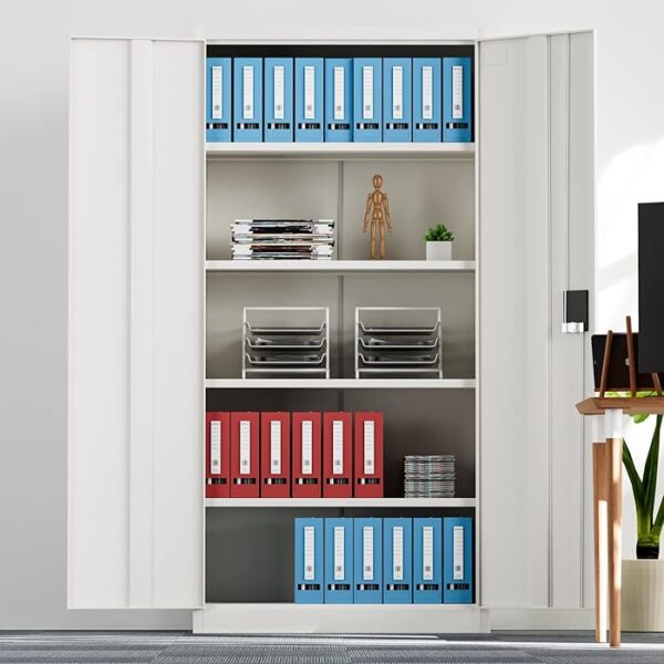 2-Door Steel Locker Storage Cabinet with lockable doors and spacious compartments for secure storage.