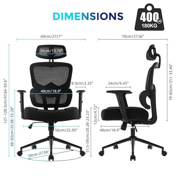 Orthopedic Mesh High Back Office Chair with adjustable features, dynamic lumbar support, and breathable mesh back for optimal comfort.