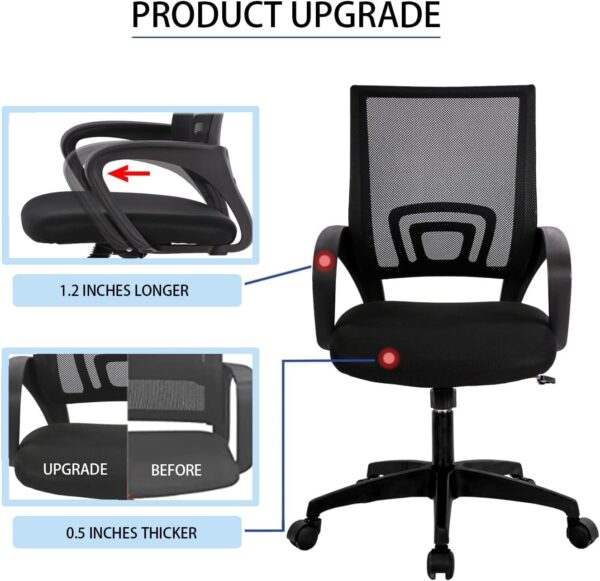 Mesh Swivel Clerical Office Chair with breathable backrest, adjustable height, and padded seat for comfort and support in an office environment.