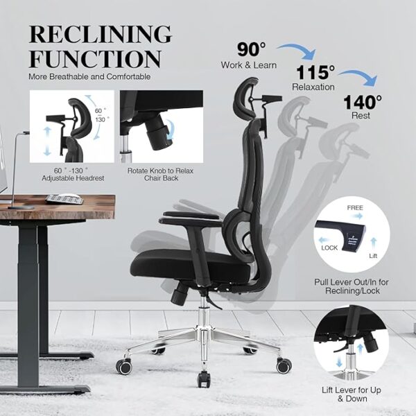 Orthopedic High Back Office Chair with adjustable height, tilt, and armrests, designed to provide full spinal support and comfort for long hours of work.