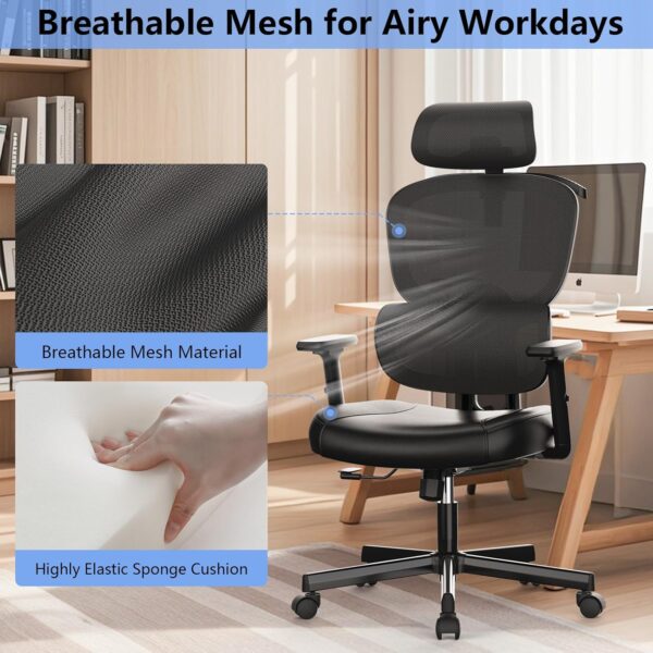 Breathable Orthopedic Back Support Chair with mesh fabric, ergonomic design, and adjustable features for improved posture and comfort.