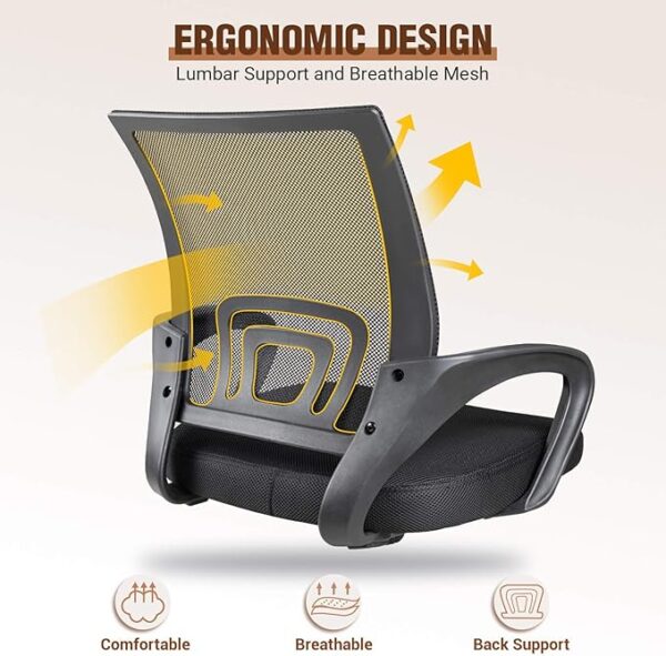 Mid Back Clerical Task Office Chair with ergonomic design, adjustable height, and padded seat for comfort in an office environment.