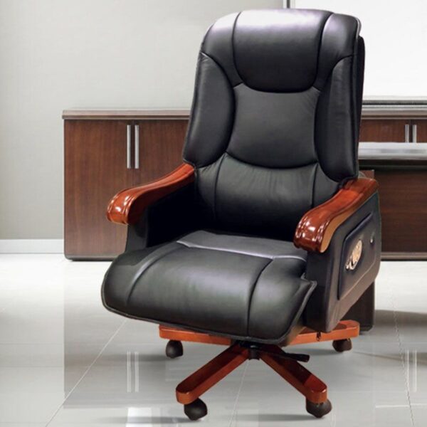 Office Leather Executive Chair with high-back design, adjustable height, and armrests, upholstered in premium leather for comfort and style.