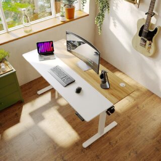 140cm Office Height Adjustable Desk with a spacious work surface, designed for ergonomic comfort and productivity.