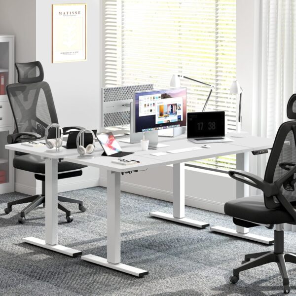 Electric Standing Motorized Office Desk with adjustable height, promoting comfort and productivity in the workspace.