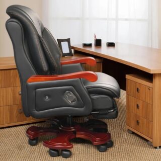 Ergonomic PU Leather Executive Chair with adjustable height, tilt, armrests, and lumbar support for maximum comfort and support during work.