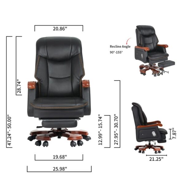 Ergonomic PU Leather Executive Chair with adjustable height, tilt, armrests, and lumbar support for maximum comfort and support during work.