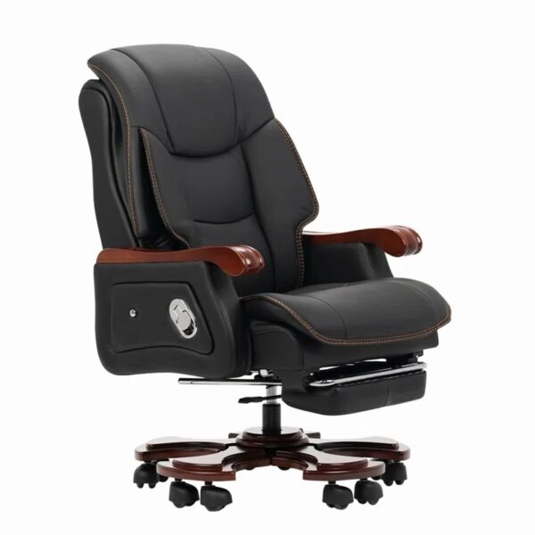 Ergonomic PU Leather Executive Chair with adjustable height, tilt, armrests, and lumbar support for maximum comfort and support during work.