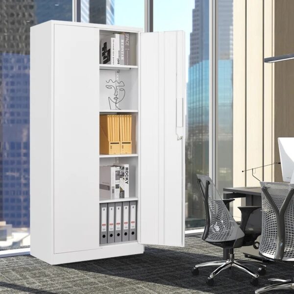 2-Door Metallic Storage Office Cabinet with ample storage space and a sleek, modern design, ideal for organizing office supplies and documents.