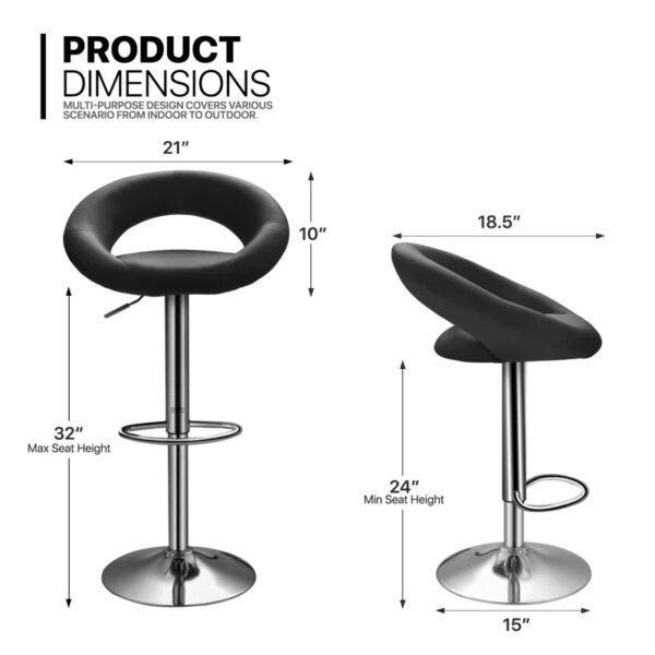 Adjustable Leather Counter Dining Barstool with a cushioned seat, modern design, and adjustable height, ideal for kitchen islands or home bars.