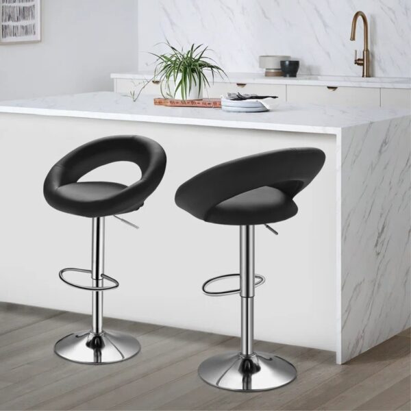 Adjustable Leather Counter Dining Barstool with a cushioned seat, modern design, and adjustable height, ideal for kitchen islands or home bars.