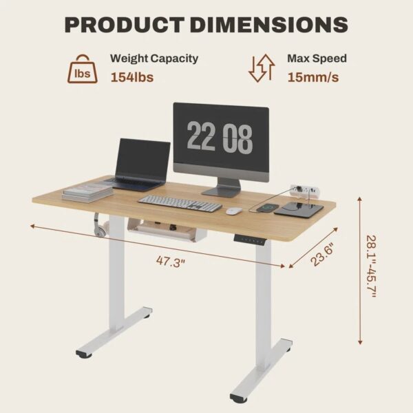 1.4 Meters Modern Electric Standing Desk with adjustable height, providing ergonomic support for sitting and standing positions.