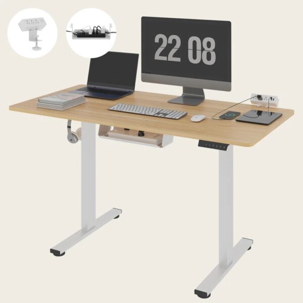 1.4 Meters Modern Electric Standing Desk with adjustable height, providing ergonomic support for sitting and standing positions.