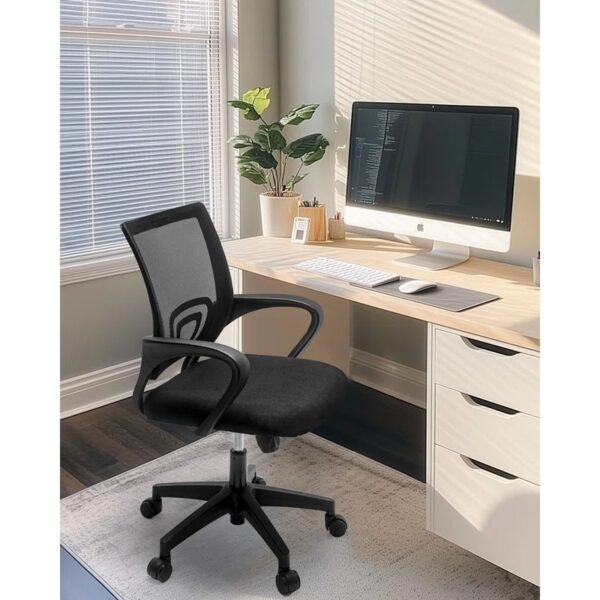 Mesh Swivel Clerical Office Study Chair with adjustable height, ergonomic design, and breathable mesh back for comfort and ease of movement in office or study spaces.