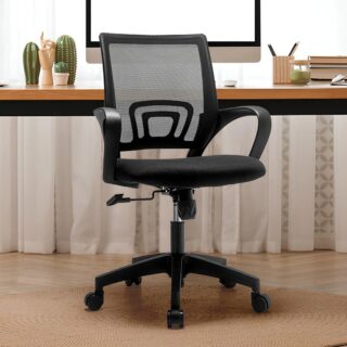 Mesh Swivel Clerical Office Study Chair with adjustable height, ergonomic design, and breathable mesh back for comfort and ease of movement in office or study spaces.