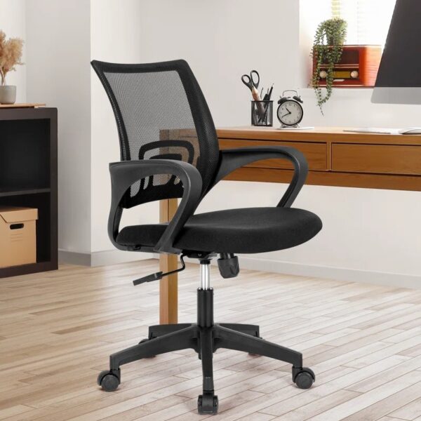 Mesh Swivel Clerical Office Study Chair with adjustable height, ergonomic design, and breathable mesh back for comfort and ease of movement in office or study spaces.