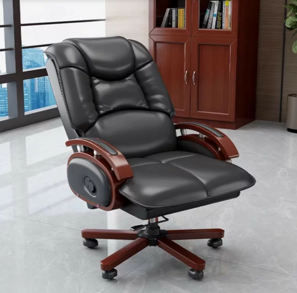 Executive Leather High Back Boss Seat with premium leather upholstery, adjustable height, and ergonomic design, providing superior comfort and support in a professional setting.