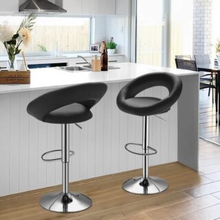 Adjustable Leather Counter Dining Barstool with a cushioned seat, modern design, and adjustable height, ideal for kitchen islands or home bars.