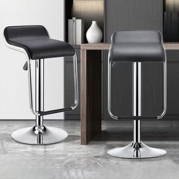 Dark Gray Leather Seat Barstool with sturdy metal frame and comfortable footrest.