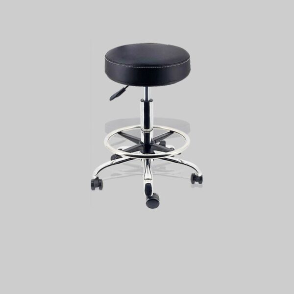 Swivel Round Leather Rolling Barstool with adjustable height and smooth-rolling base, perfect for modern kitchens or bars.