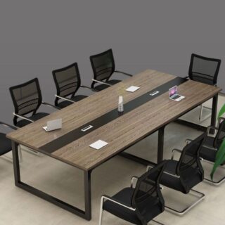 2400mm Brown Wood Conference Table with a rich brown finish, ideal for large meetings and professional office environments.