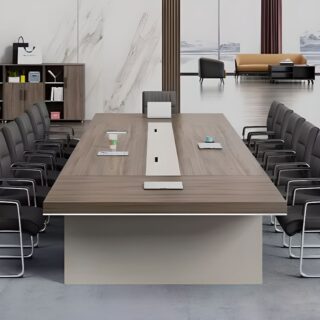 Wooden 3-meter conference table with a sleek, rectangular design and polished wood finish, ideal for large meetings and boardrooms.