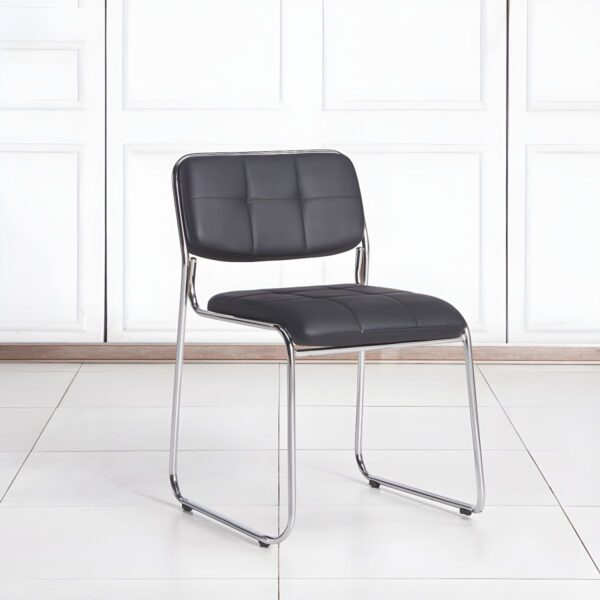 Non-Wheeled Modern Chrome Event Chair with sleek chrome frame and supportive seat, ideal for events and conferences.