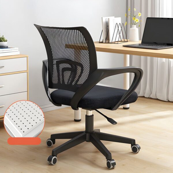 Mesh Upholstered Clerical Armchair with breathable mesh back, padded seat, and supportive armrests, designed for comfort and durability in office settings.