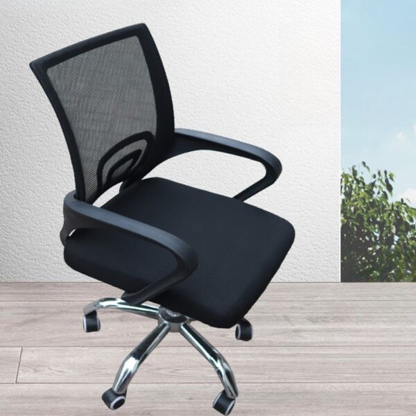 Mid Back Office Secretary Mesh Chair with a breathable mesh back, adjustable height, and padded seat, offering ergonomic support for long hours of work.