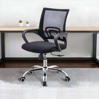 Secretarial Mesh Office Chair with adjustable height, breathable mesh back, and smooth swivel, ideal for office use.